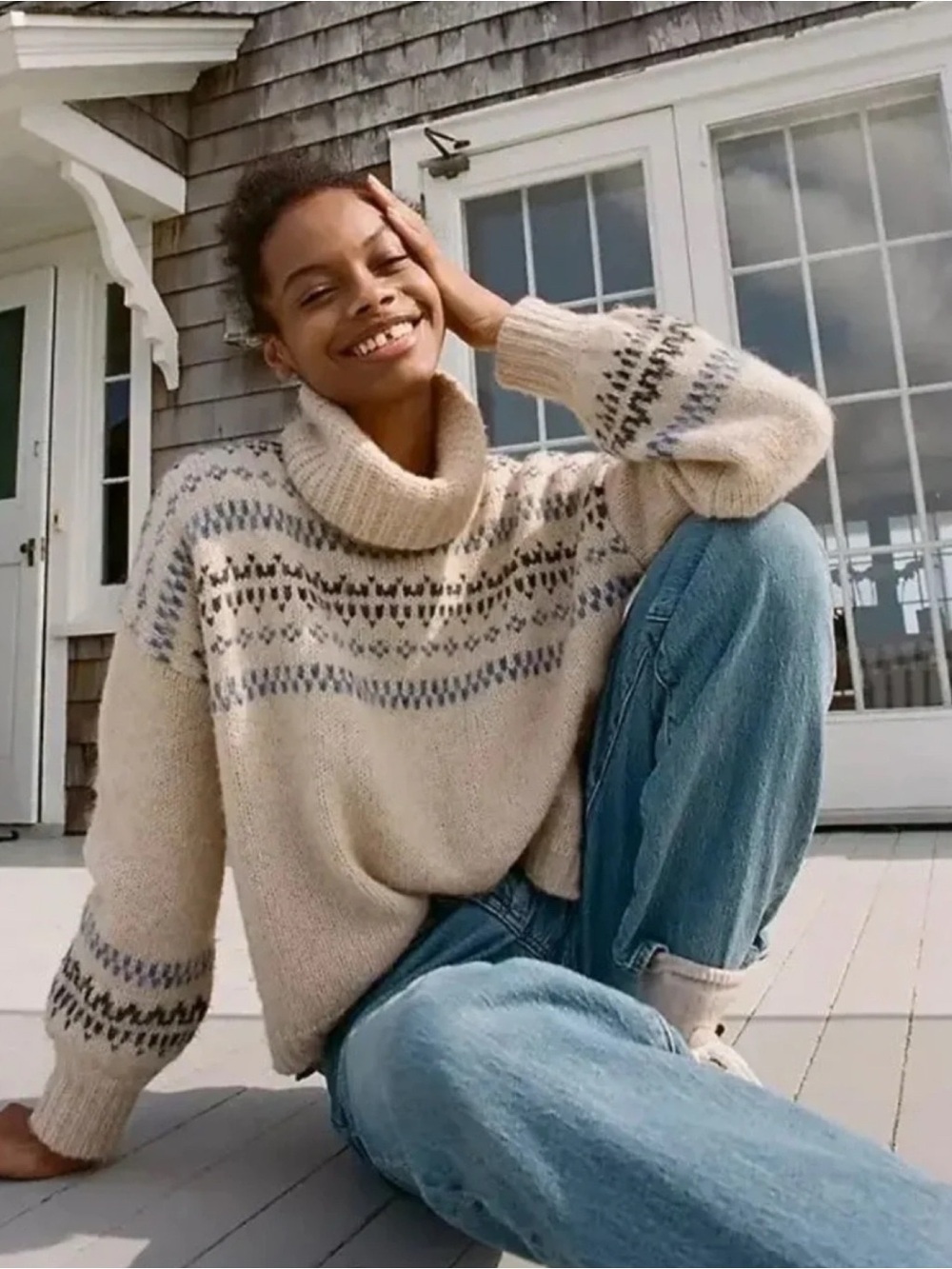 Madewell Somervell Fair Isle Turtleneck Sweater Wool Blend